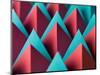 Abstract Geometrical Background with Colorful Paper Pyramids. Selective Focus-Abstract Oil Work-Mounted Photographic Print