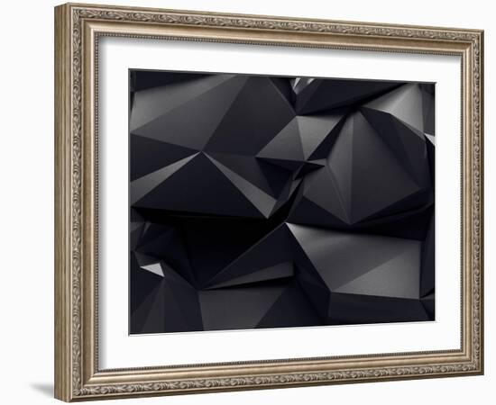 Abstract Graphite Crystal Background-wacomka-Framed Art Print
