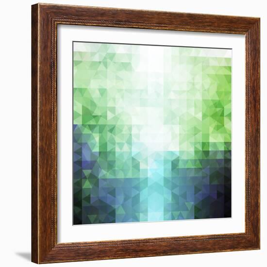 Abstract Green and Blue Triangle Pattern-ilyianne-Framed Art Print