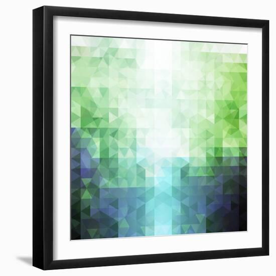 Abstract Green and Blue Triangle Pattern-ilyianne-Framed Art Print