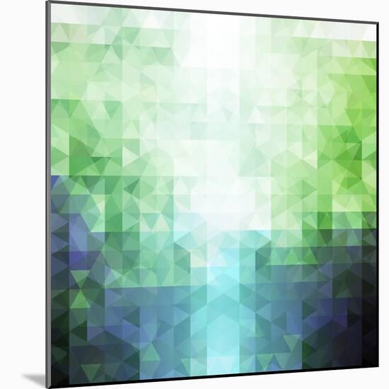 Abstract Green and Blue Triangle Pattern-ilyianne-Mounted Art Print