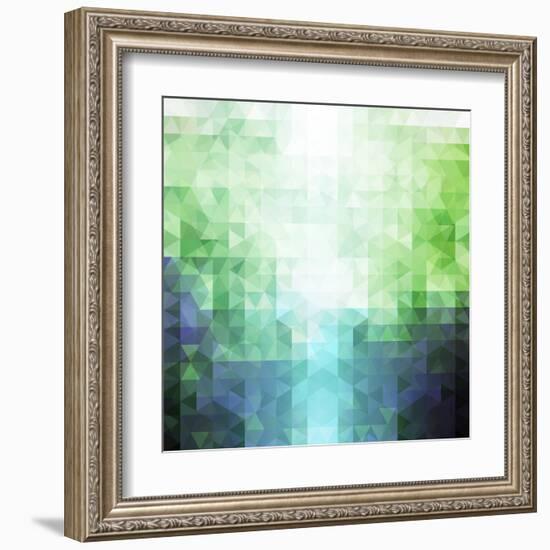 Abstract Green and Blue Triangle Pattern-ilyianne-Framed Art Print