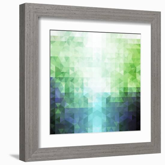 Abstract Green and Blue Triangle Pattern-ilyianne-Framed Art Print