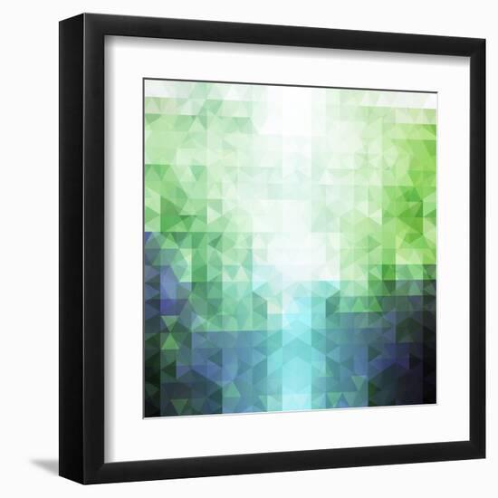 Abstract Green and Blue Triangle Pattern-ilyianne-Framed Art Print