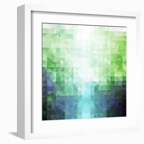 Abstract Green and Blue Triangle Pattern-ilyianne-Framed Art Print
