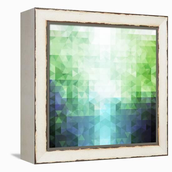 Abstract Green and Blue Triangle Pattern-ilyianne-Framed Stretched Canvas