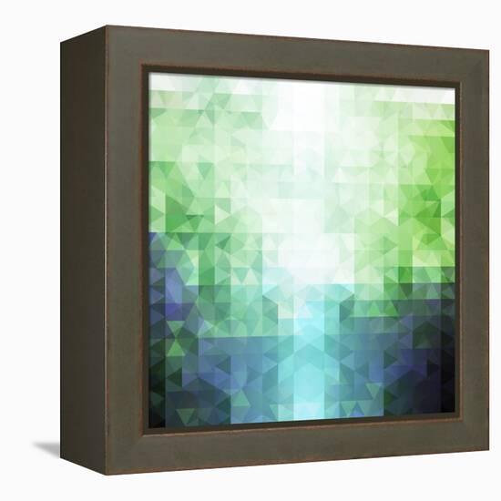 Abstract Green and Blue Triangle Pattern-ilyianne-Framed Stretched Canvas