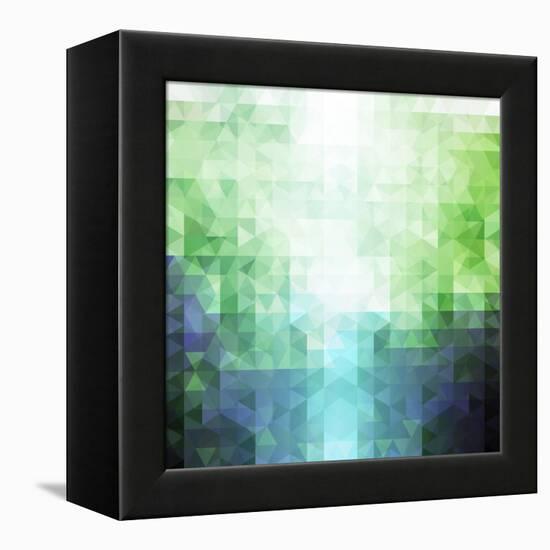 Abstract Green and Blue Triangle Pattern-ilyianne-Framed Stretched Canvas