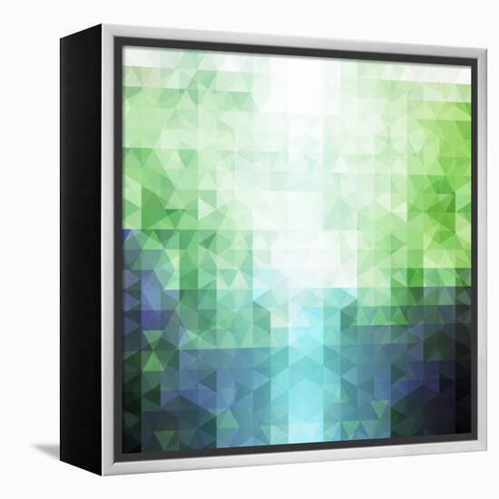 Abstract Green and Blue Triangle Pattern-ilyianne-Framed Stretched Canvas