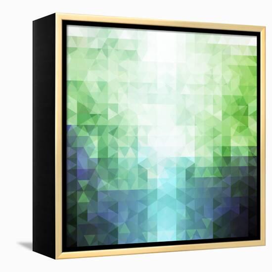 Abstract Green and Blue Triangle Pattern-ilyianne-Framed Stretched Canvas