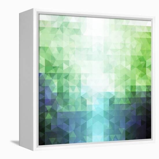 Abstract Green and Blue Triangle Pattern-ilyianne-Framed Stretched Canvas