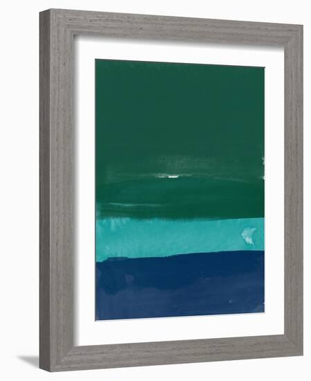 Abstract Green and Blue Watercolor-Hallie Clausen-Framed Art Print