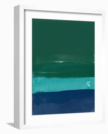 Abstract Green and Blue Watercolor-Hallie Clausen-Framed Art Print