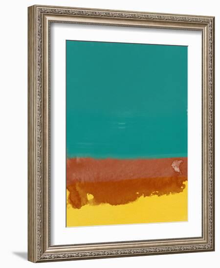 Abstract Green and Yellow Watercolor-Hallie Clausen-Framed Art Print