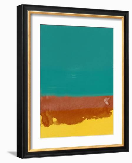 Abstract Green and Yellow Watercolor-Hallie Clausen-Framed Art Print