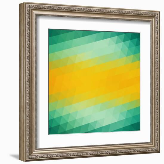 Abstract Green Yellow Triangle Background-epic44-Framed Art Print