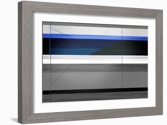 Abstract Grey and Blue-NaxArt-Framed Art Print