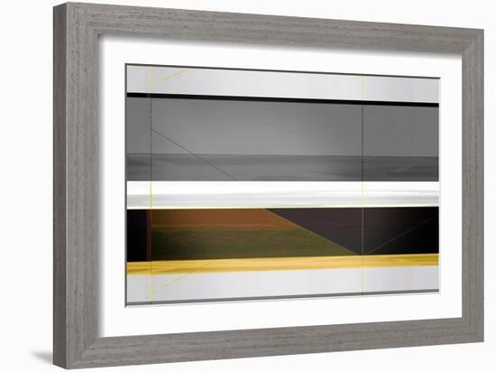 Abstract Grey and Yellow Stripes-NaxArt-Framed Art Print