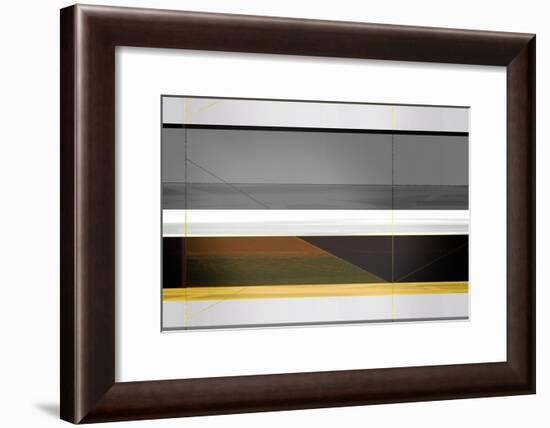 Abstract Grey and Yellow Stripes-NaxArt-Framed Art Print