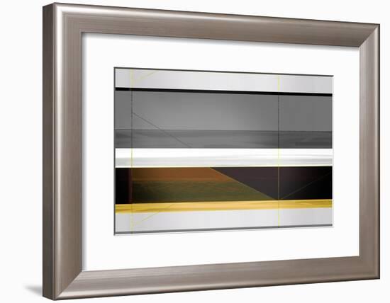 Abstract Grey and Yellow Stripes-NaxArt-Framed Art Print