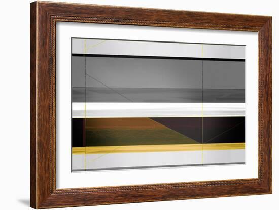 Abstract Grey and Yellow Stripes-NaxArt-Framed Art Print