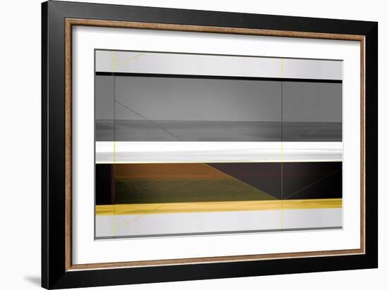 Abstract Grey and Yellow Stripes-NaxArt-Framed Art Print