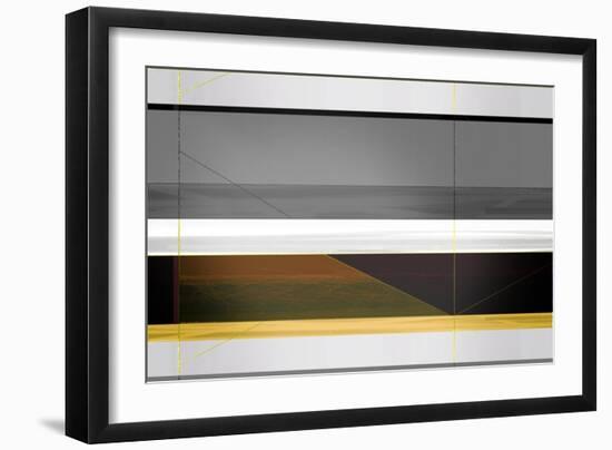 Abstract Grey and Yellow Stripes-NaxArt-Framed Art Print