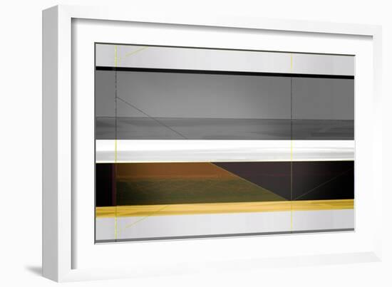 Abstract Grey and Yellow Stripes-NaxArt-Framed Art Print
