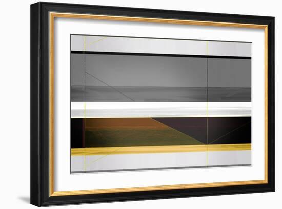 Abstract Grey and Yellow Stripes-NaxArt-Framed Art Print