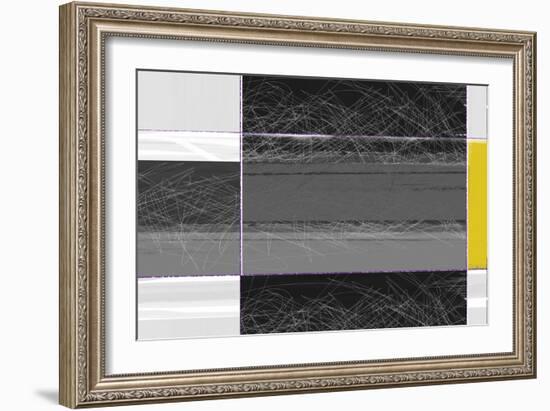 Abstract Grey and Yellow-NaxArt-Framed Art Print