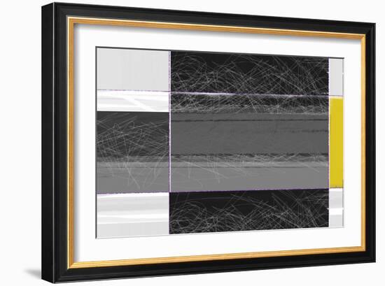 Abstract Grey and Yellow-NaxArt-Framed Art Print