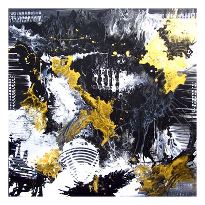 Abstract Hand Painted Black And White With Gold Background Acrylic Painting On Canvas Wallpaper Art Print Artlusy Art Com