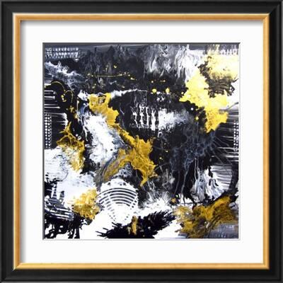 Abstract Hand Painted Black and White with Gold Background, Acrylic Painting  on Canvas, Wallpaper,' Art Print - Artlusy