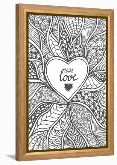 Abstract Heart Frame in Zen-Doodle Style-null-Framed Stretched Canvas