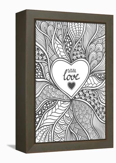 Abstract Heart Frame in Zen-Doodle Style-null-Framed Stretched Canvas