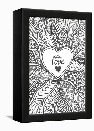 Abstract Heart Frame in Zen-Doodle Style-null-Framed Stretched Canvas