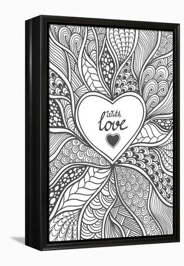 Abstract Heart Frame in Zen-Doodle Style-null-Framed Stretched Canvas