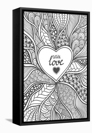 Abstract Heart Frame in Zen-Doodle Style-null-Framed Stretched Canvas