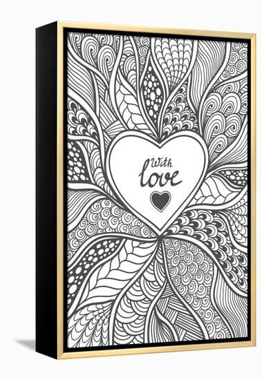 Abstract Heart Frame in Zen-Doodle Style-null-Framed Stretched Canvas