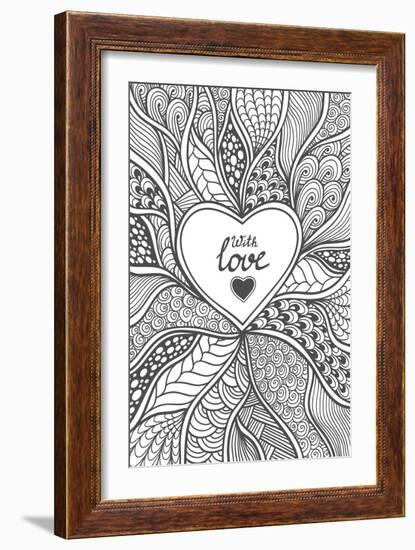 Abstract Heart Frame in Zen-Doodle Style-null-Framed Art Print