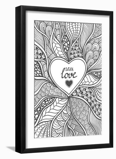 Abstract Heart Frame in Zen-Doodle Style-null-Framed Art Print