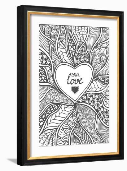 Abstract Heart Frame in Zen-Doodle Style-null-Framed Art Print