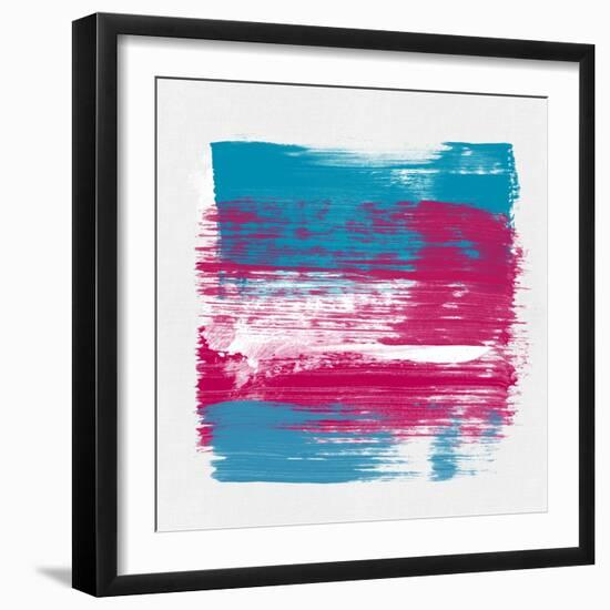 Abstract Hibiscus and Blue-Emma Moore-Framed Art Print