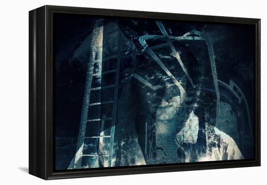 Abstract Horror Background, Dark Room with Ghost-Eugene Sergeev-Framed Premier Image Canvas