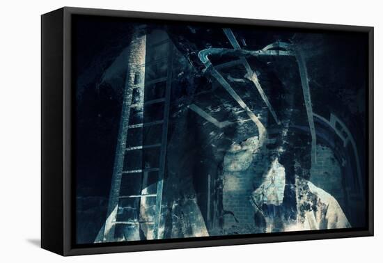 Abstract Horror Background, Dark Room with Ghost-Eugene Sergeev-Framed Premier Image Canvas