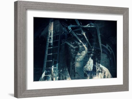 Abstract Horror Background, Dark Room with Ghost-Eugene Sergeev-Framed Photographic Print