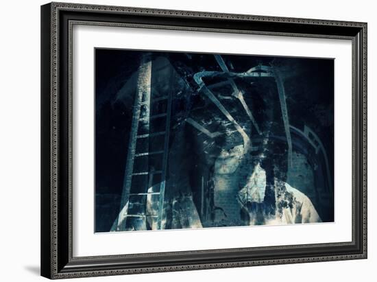 Abstract Horror Background, Dark Room with Ghost-Eugene Sergeev-Framed Photographic Print