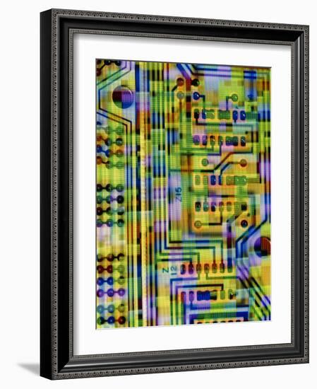 Abstract Image of a Circuit Board.-Tony Craddock-Framed Photographic Print