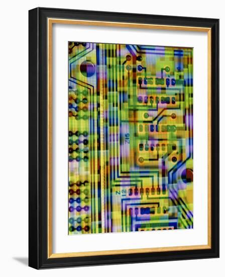 Abstract Image of a Circuit Board.-Tony Craddock-Framed Photographic Print