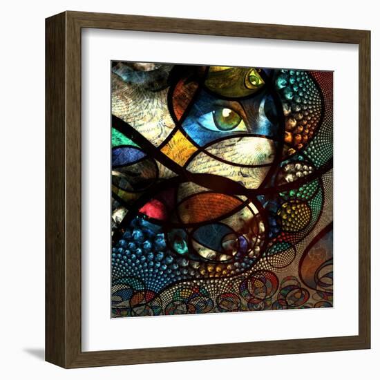 Abstract Image With Text And Human Eye-rolffimages-Framed Art Print